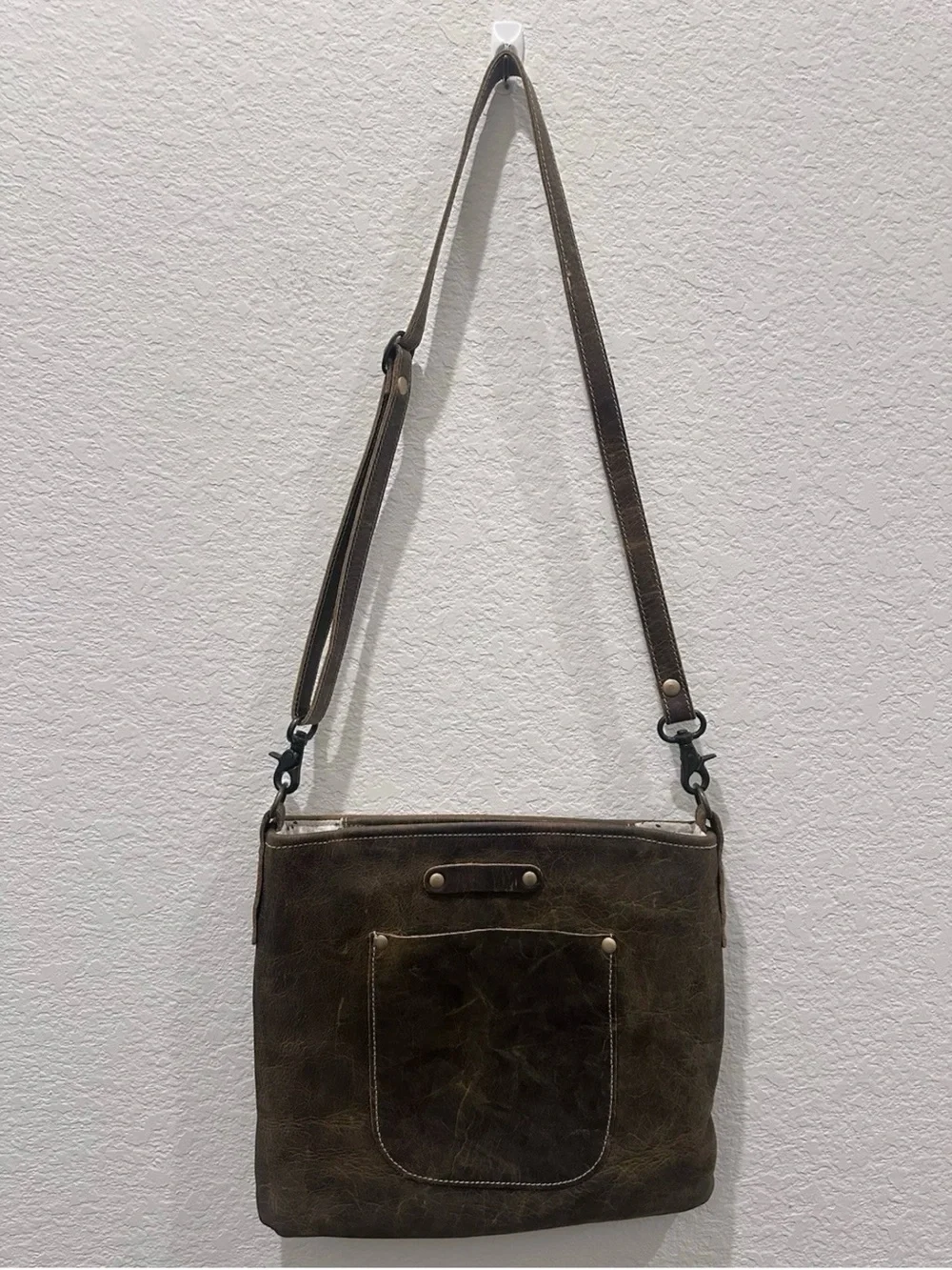 Myra Bag Brown Distressed Leather Messenger Bag